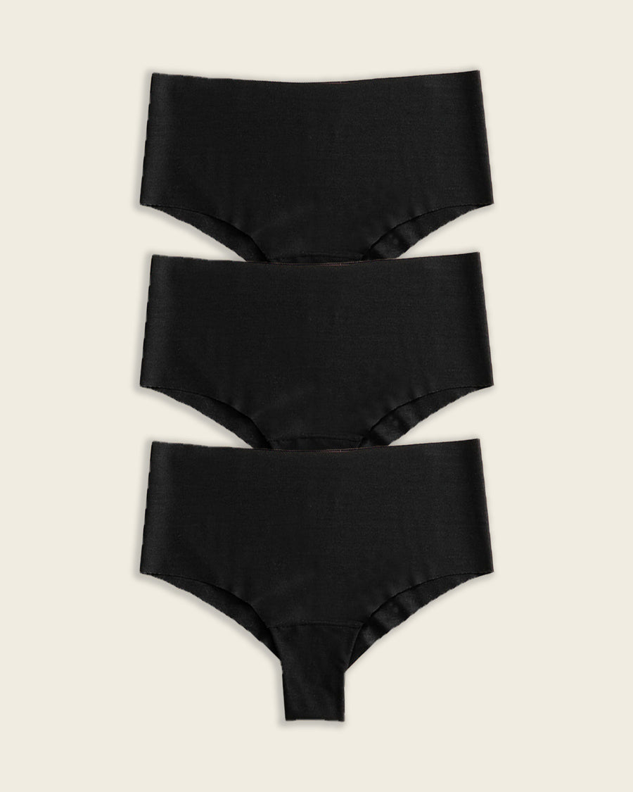 3-Pack Totally Seamless Mid-Rise Microfiber Cheeky Panties Black |Leonisa