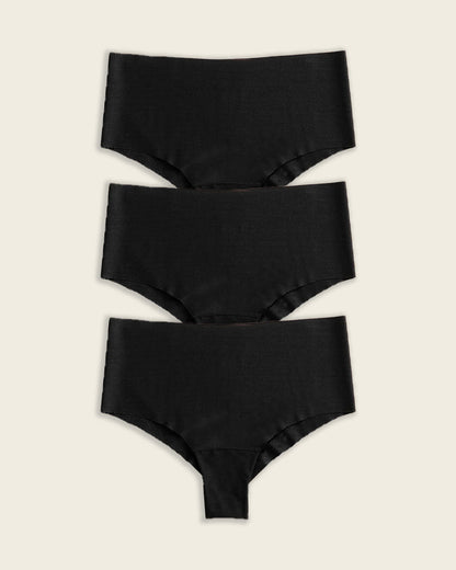 3-Pack Totally Seamless Mid-Rise Microfiber Cheeky Panties Black |Leonisa