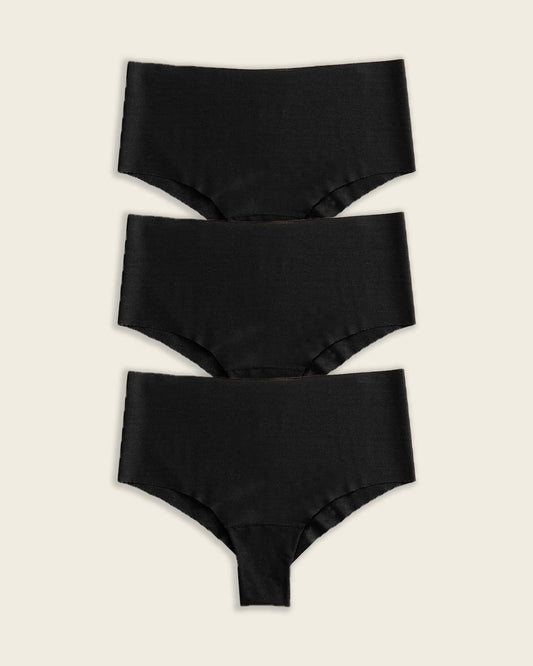 3-Pack Totally Seamless Mid-Rise Microfiber Cheeky Panties Black |Leonisa