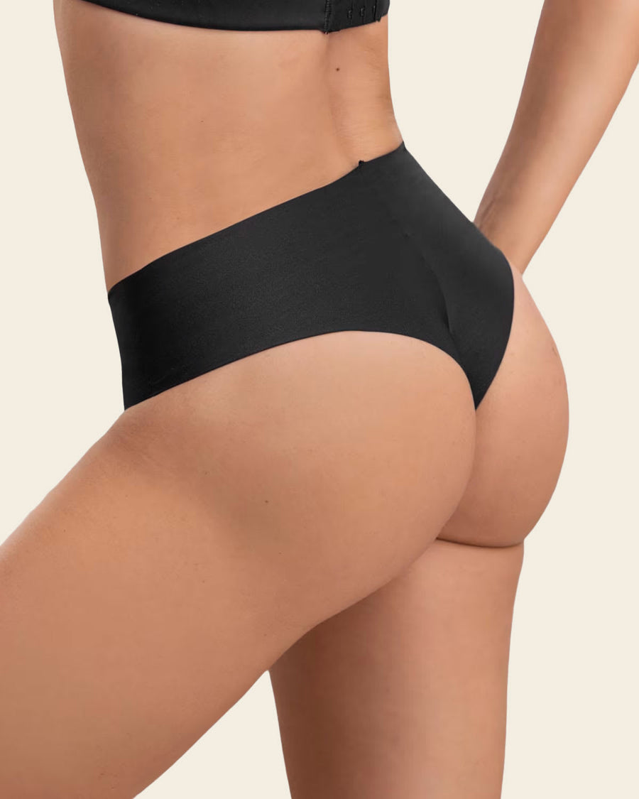 3-Pack Totally Seamless Mid-Rise Microfiber Cheeky Panties Black |Leonisa