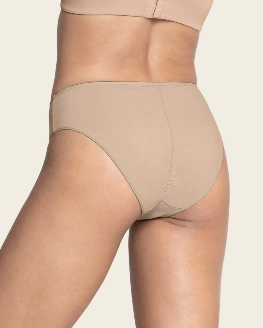 3-Pack Stretch Cotton Mid-Rise Bikini Panties Light Brown - White - Ivory |Leonisa
