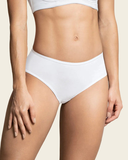 3-Pack Stretch Cotton Mid-Rise Bikini Panties Light Brown - White - Ivory |Leonisa