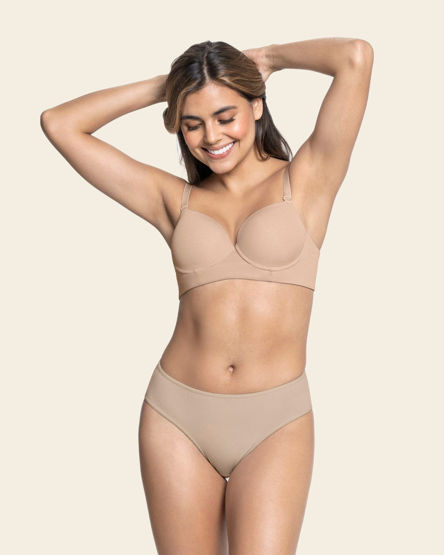 3-Pack Stretch Cotton Mid-Rise Bikini Panties Light Brown - White - Ivory |Leonisa