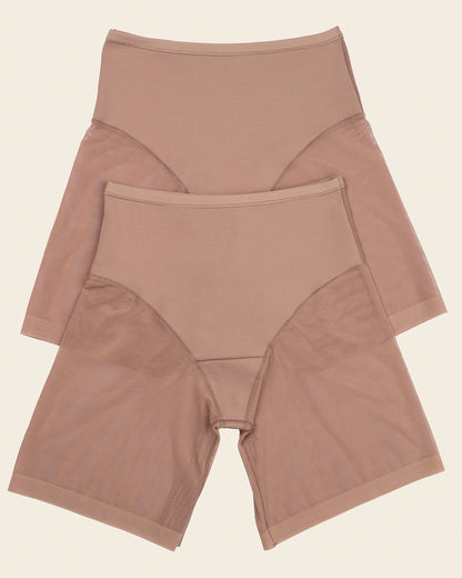 2-Pack Truly Undetectable Sheer Shaper Shorts Brown |Leonisa