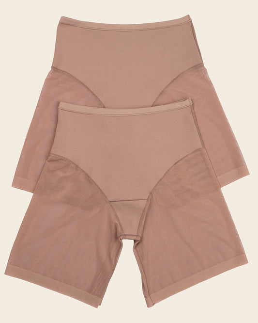 2-Pack Truly Undetectable Sheer Shaper Shorts Brown |Leonisa