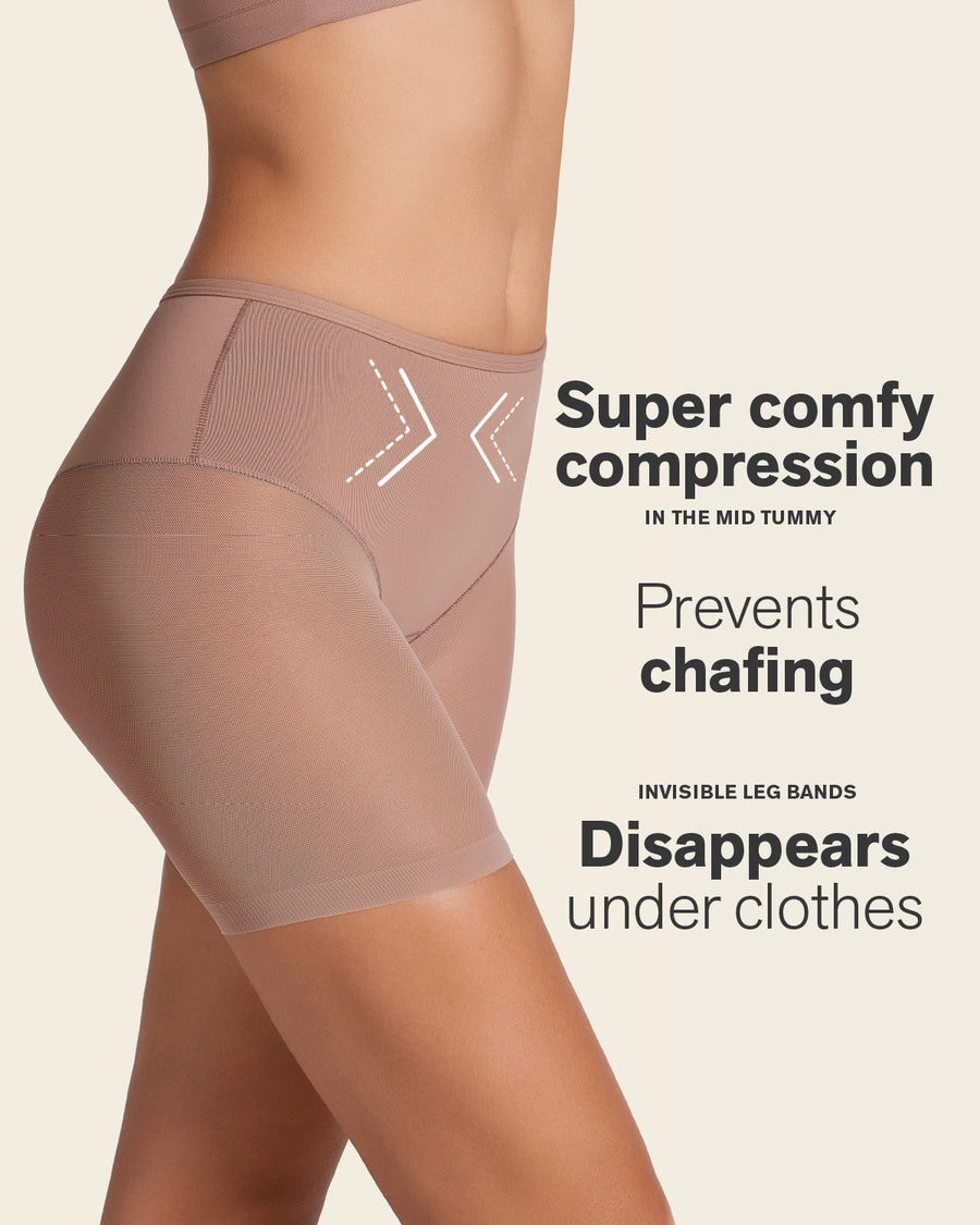 2-Pack Truly Undetectable Sheer Shaper Shorts Brown |Leonisa