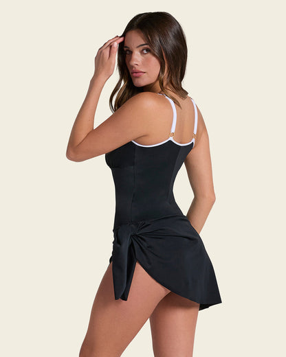 Shaping Full Coverage Multipurpose Swim Dress Black |Leonisa