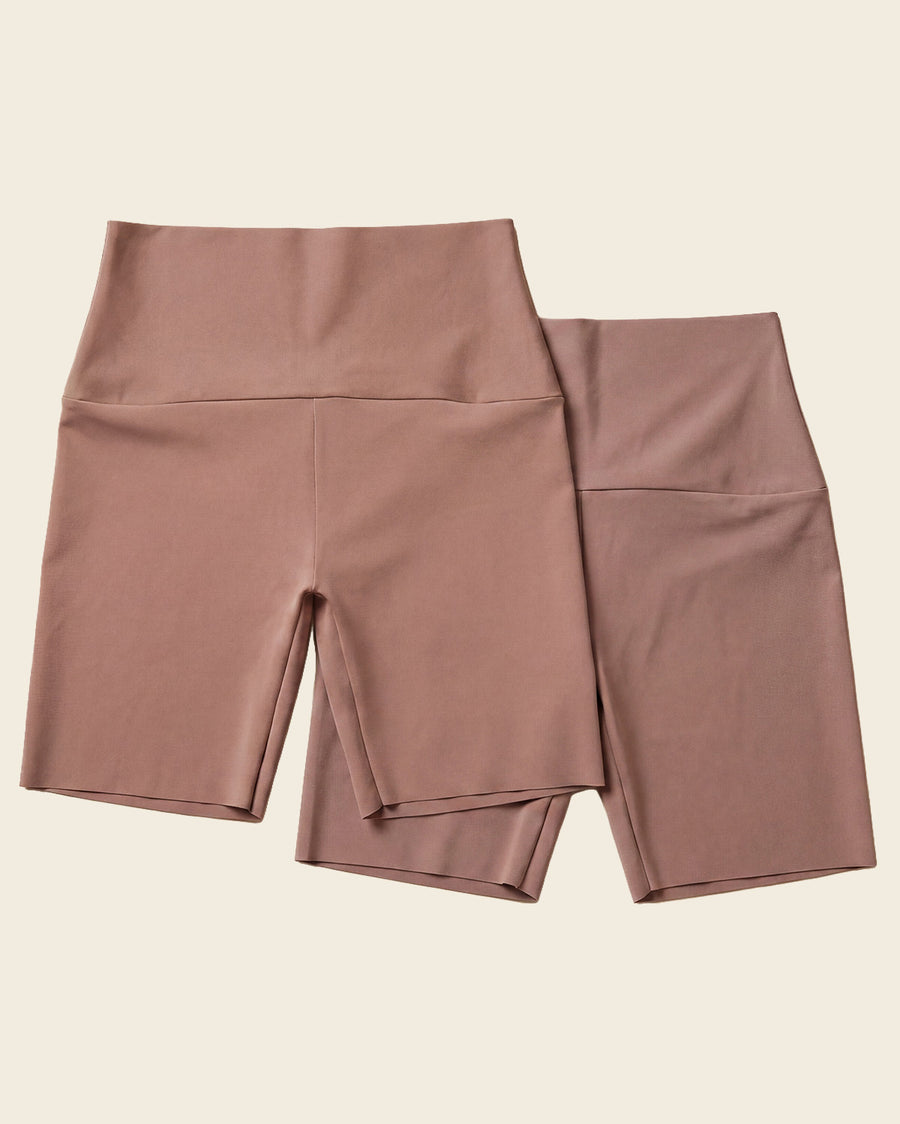 2-Pack Stay-In-Place Seamless Shapewear Shorts Brown |Leonisa
