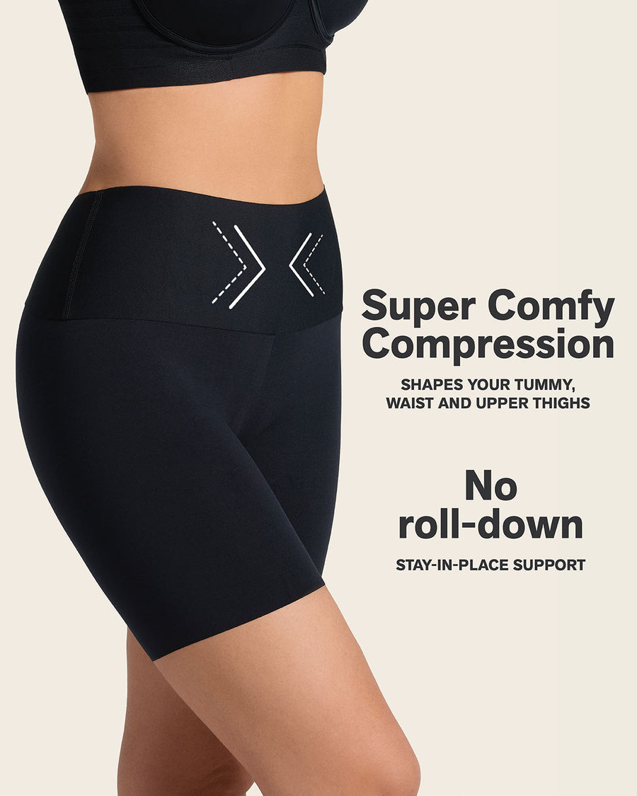 PowerStay Short & Stripe Undetectable Panty Bundle in Black  |Leonisa