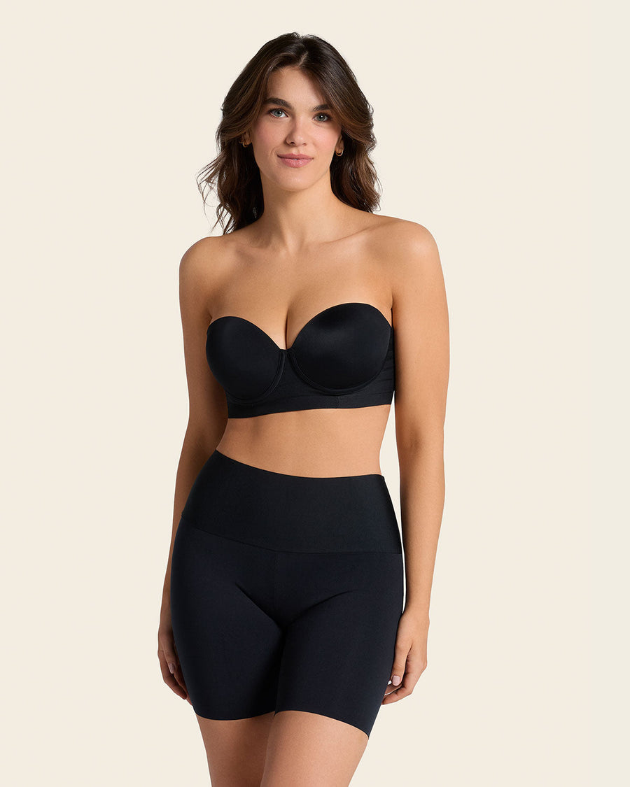 PowerStay Short & Stripe Undetectable Panty Bundle in Black  |Leonisa