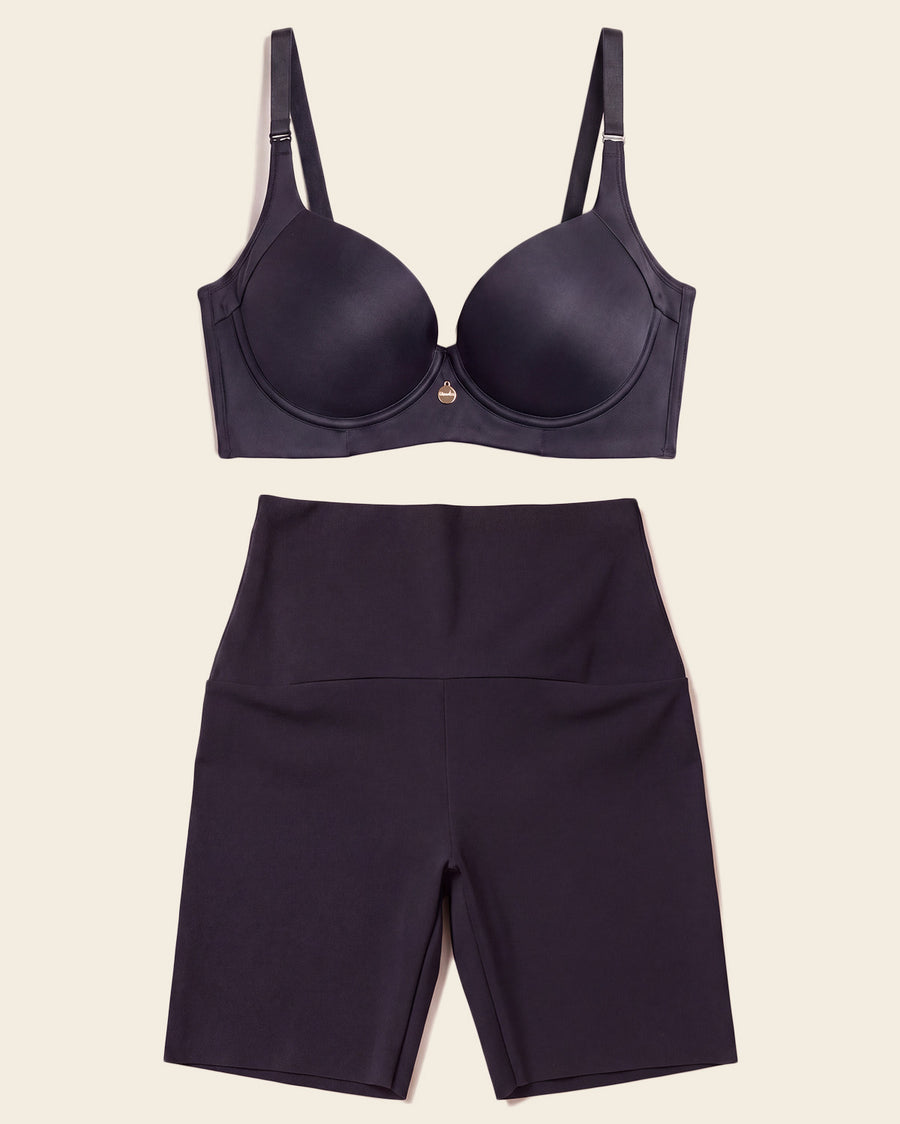 High Profile Bra & PowerStay Short in Black  |Leonisa