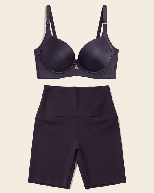 High Profile Bra & PowerStay Short in Black  |Leonisa