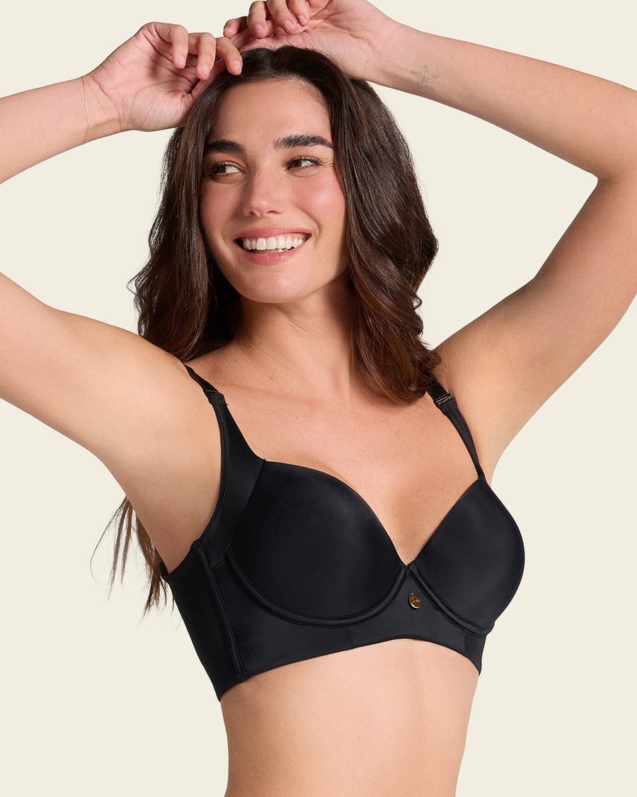High Profile Bra & PowerStay Short in Black  |Leonisa