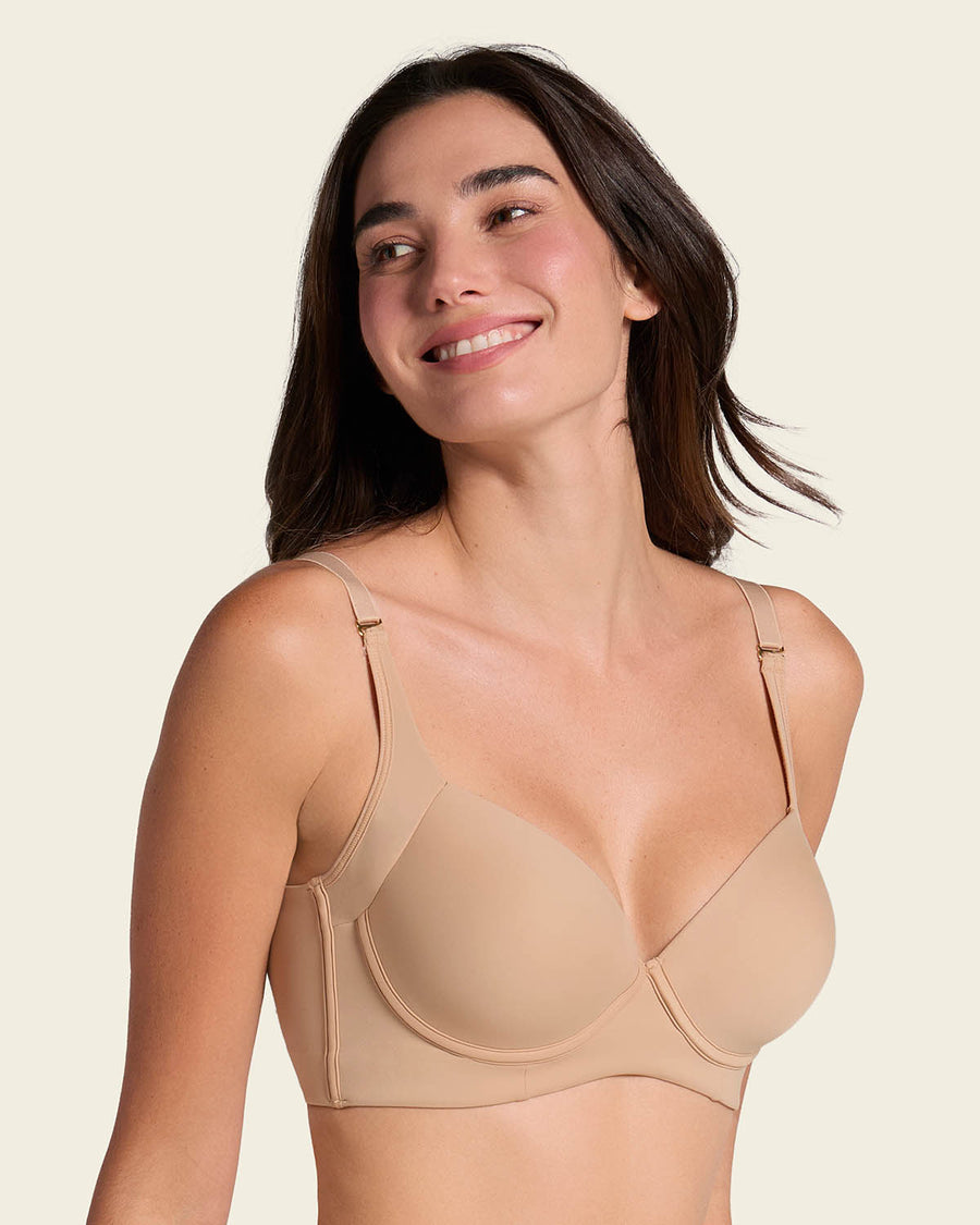 High Profile Bra & PowerStay Short in Golden Beige and Brown  |Leonisa