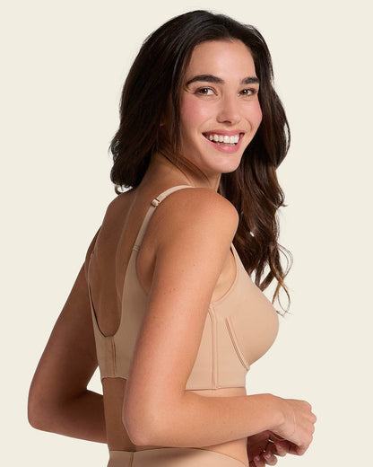 High Profile Bra & PowerStay Short in Golden Beige and Brown  |Leonisa