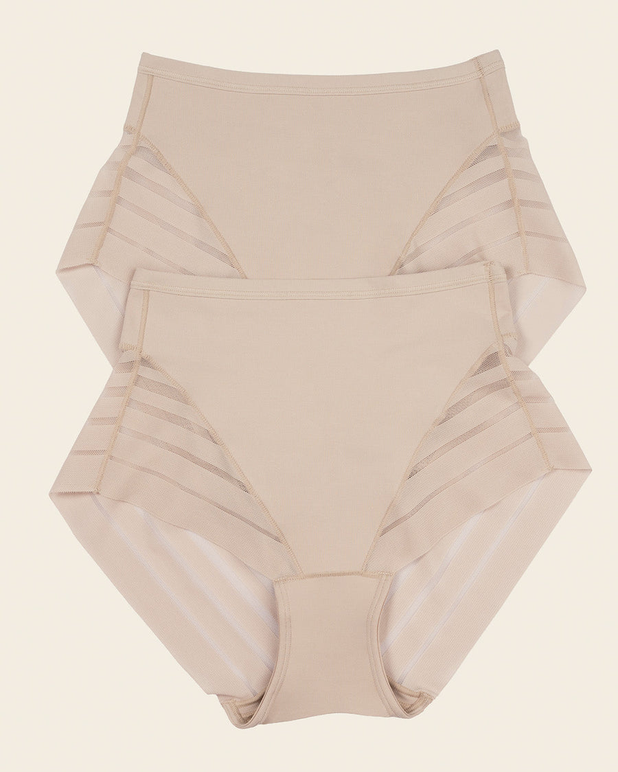 2-Pack Lace Classic Shaper Panties Black - Golden Beige |Leonisa