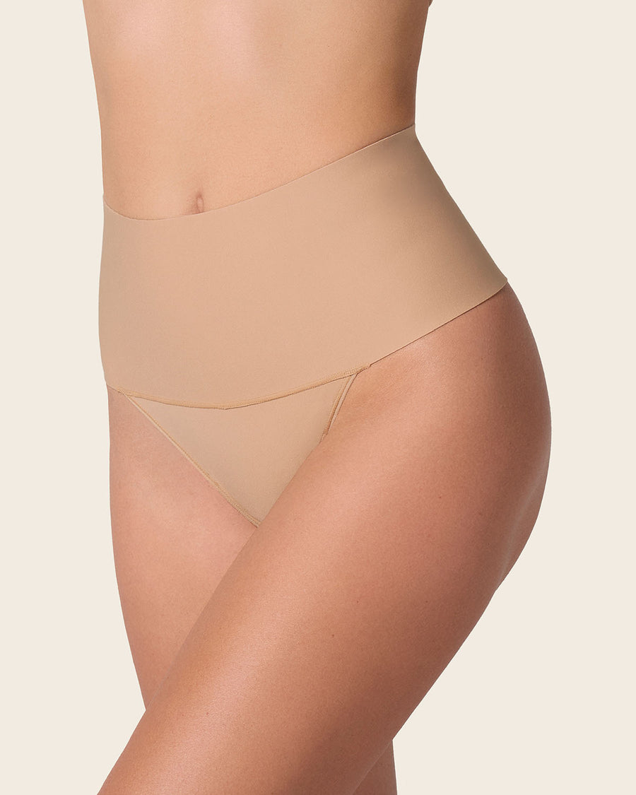 2-Pack FusedContour High-Tech High-Waisted Sculpting Thongs Golden Beige |Leonisa