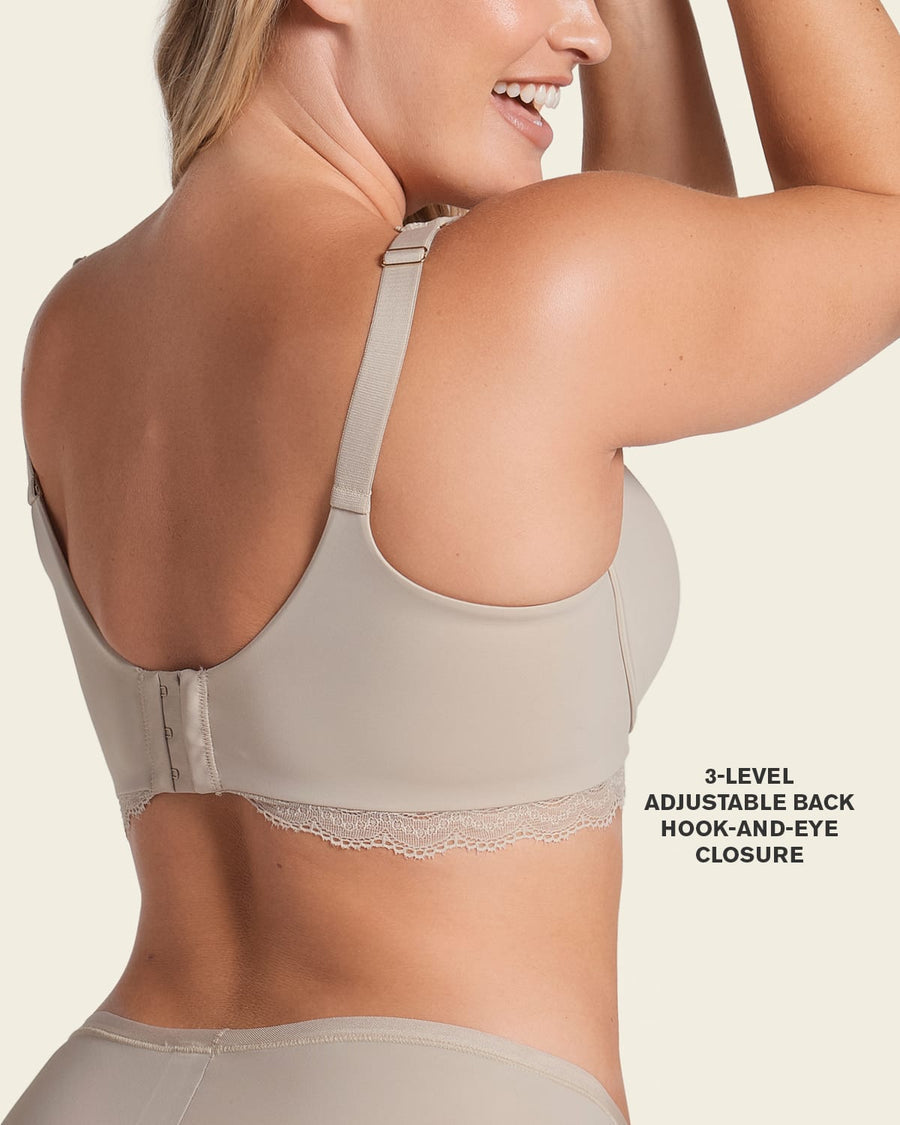 Lace Profile Bra & Ultra Light Lace Panty in Nude  |Leonisa