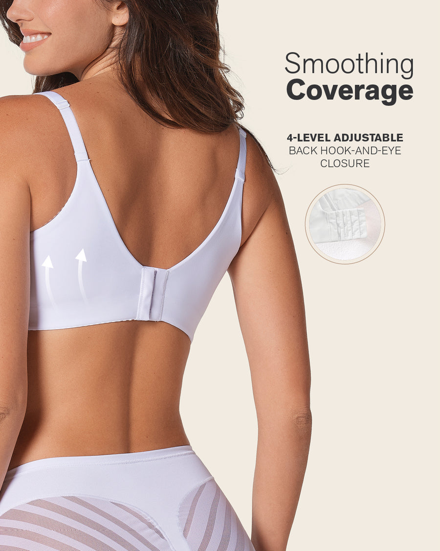 High Profile Bra + Stripe Undetectable Panty in White  |Leonisa