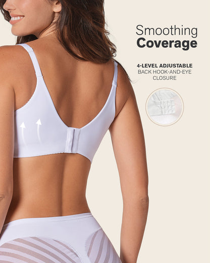 High Profile Bra + Stripe Undetectable Panty in White  |Leonisa