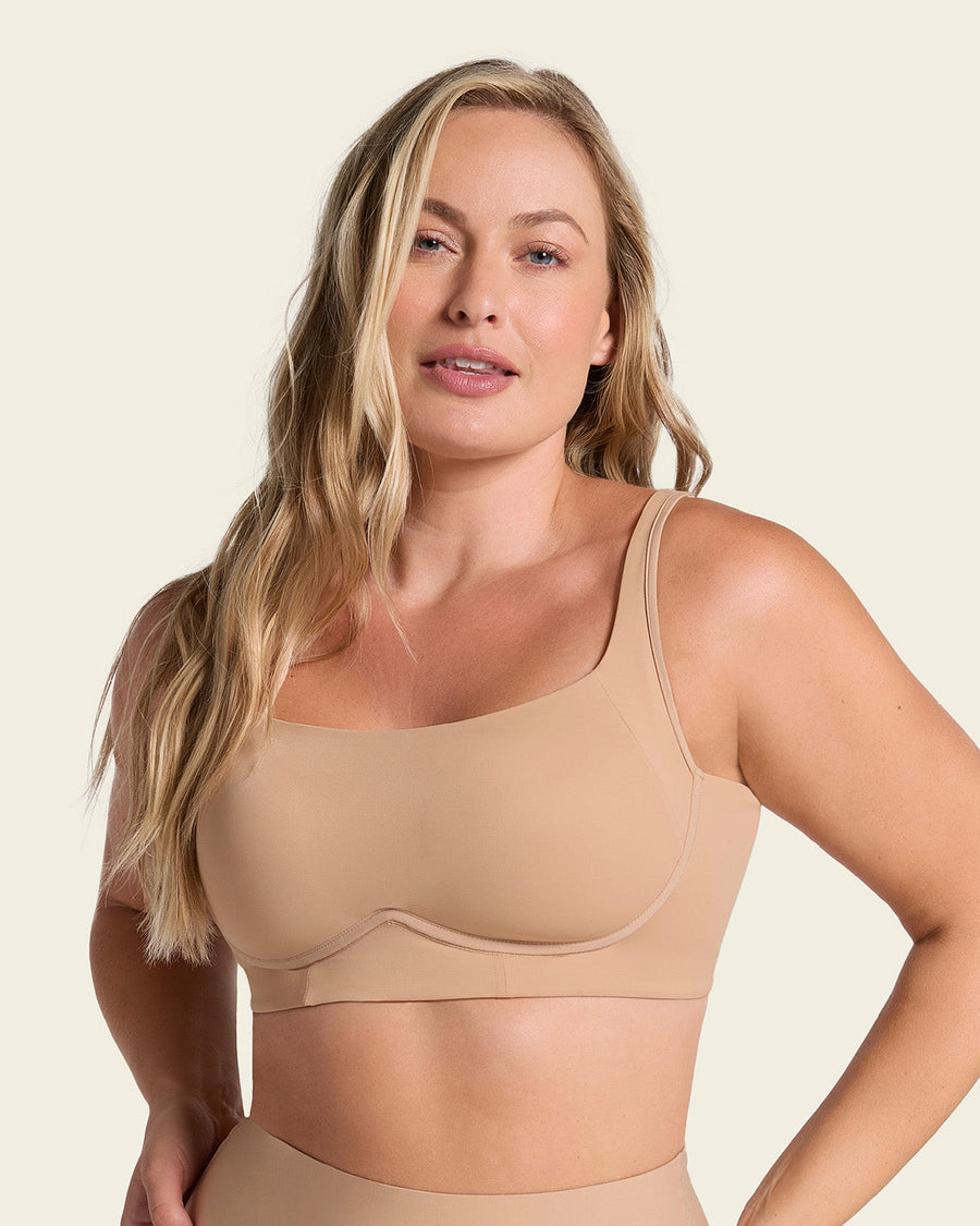 Everyday Bra + Stripe Undetectable Shaper Panty in Golden Beige  |Leonisa