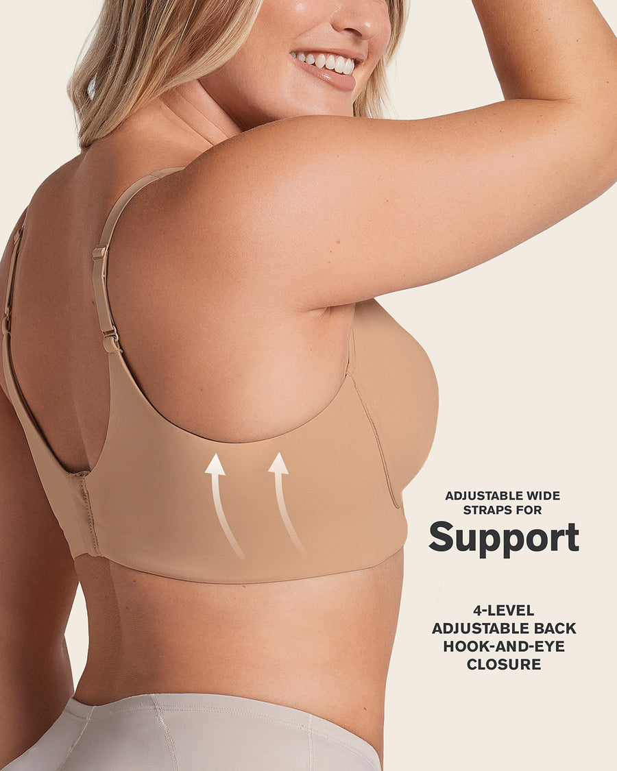 Everyday Bra + Stripe Undetectable Shaper Panty in Golden Beige  |Leonisa