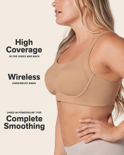 Everyday Bra + Stripe Undetectable Shaper Panty in Golden Beige  |Leonisa