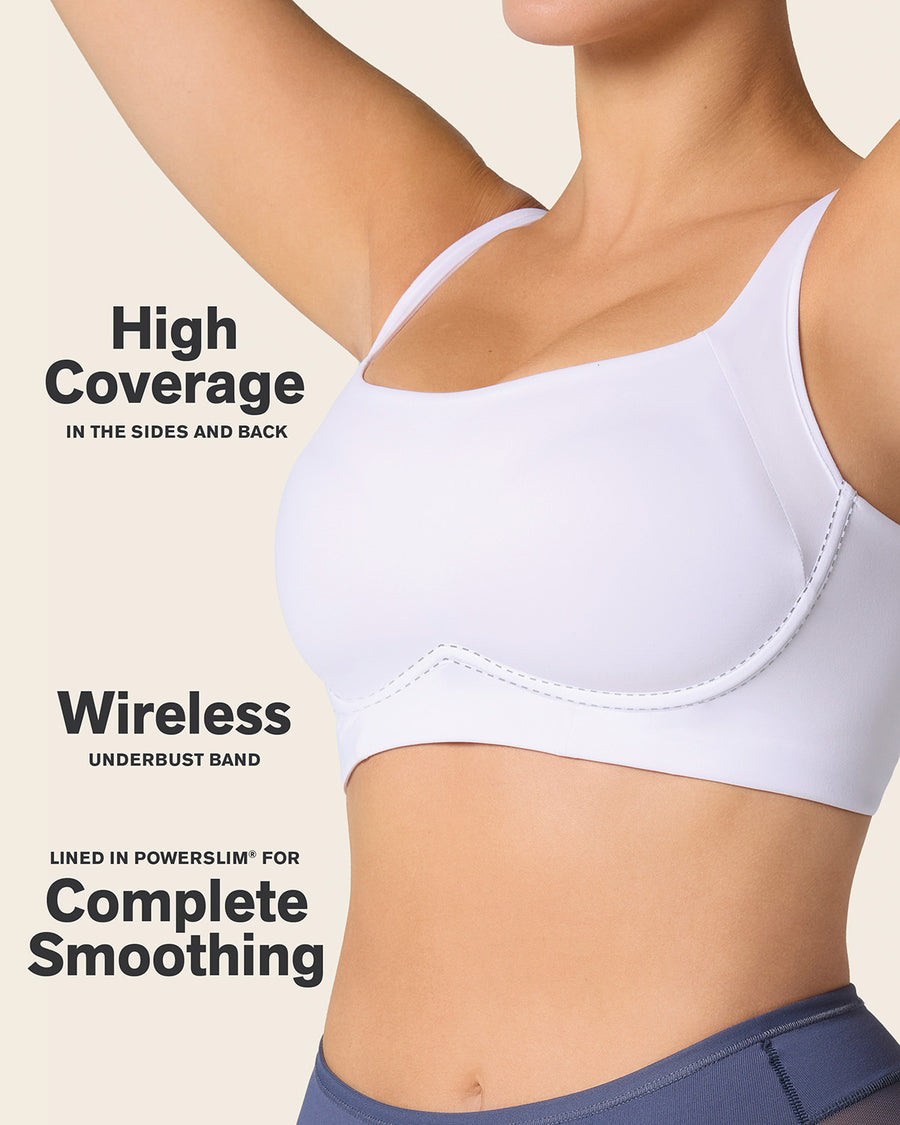 Everyday Bra + Stripe Undetectable Shaper Panty in White  |Leonisa