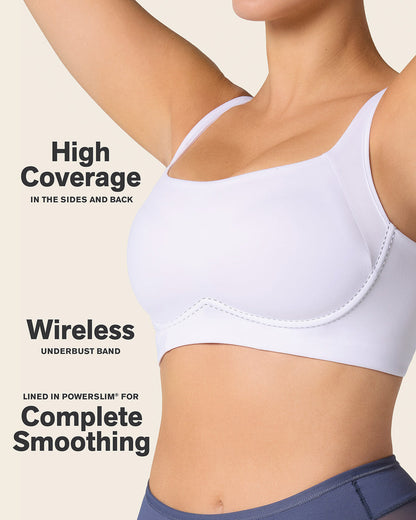 Everyday Bra + Stripe Undetectable Shaper Panty in White  |Leonisa