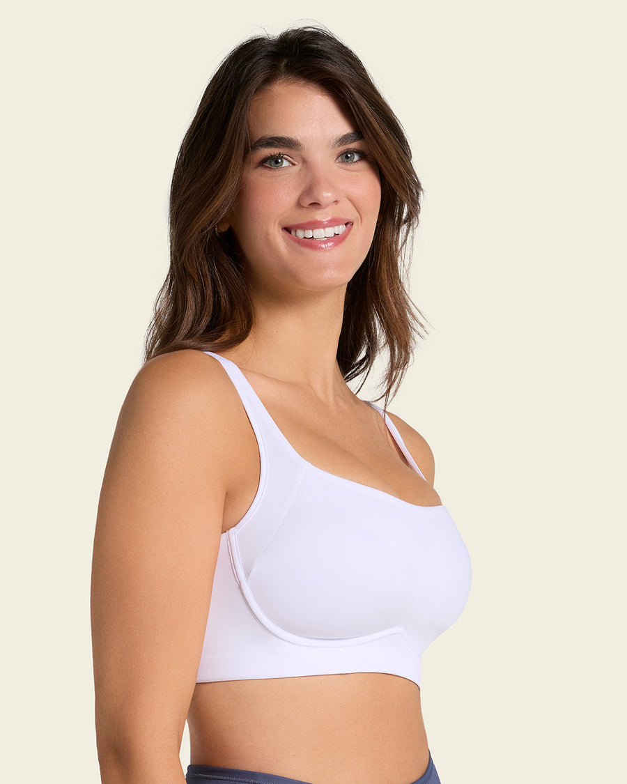 Everyday Bra + Stripe Undetectable Shaper Panty in White  |Leonisa