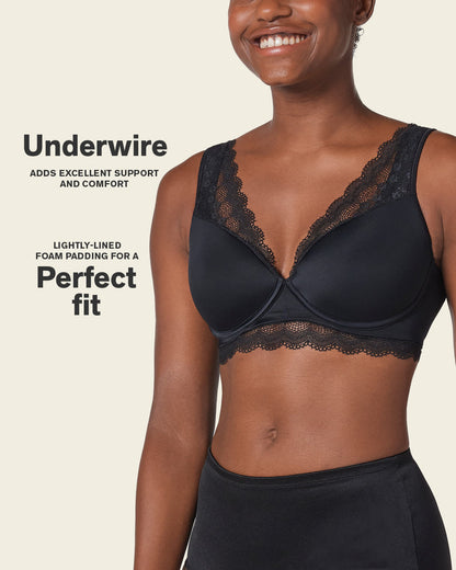 Lace Profile Bra & Ultra Light Lace Panty in Black  |Leonisa