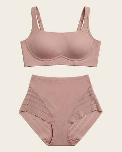 Everyday Bra + Stripe Undetectable Shaper Panty in Rosewood  |Leonisa
