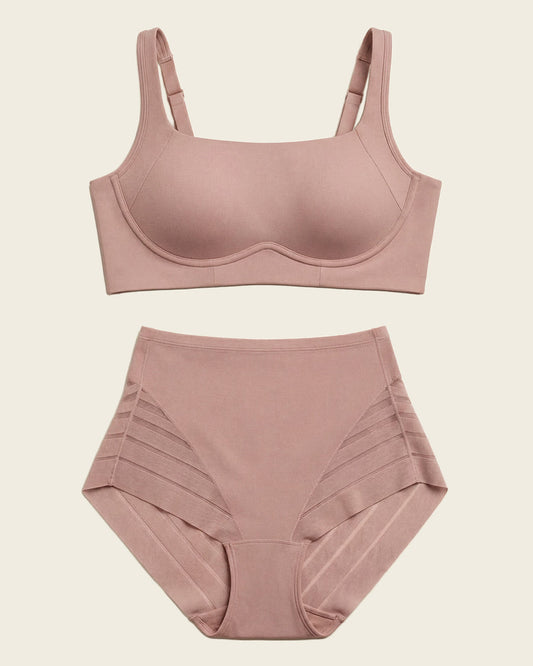 Everyday Bra + Stripe Undetectable Shaper Panty in Rosewood  |Leonisa