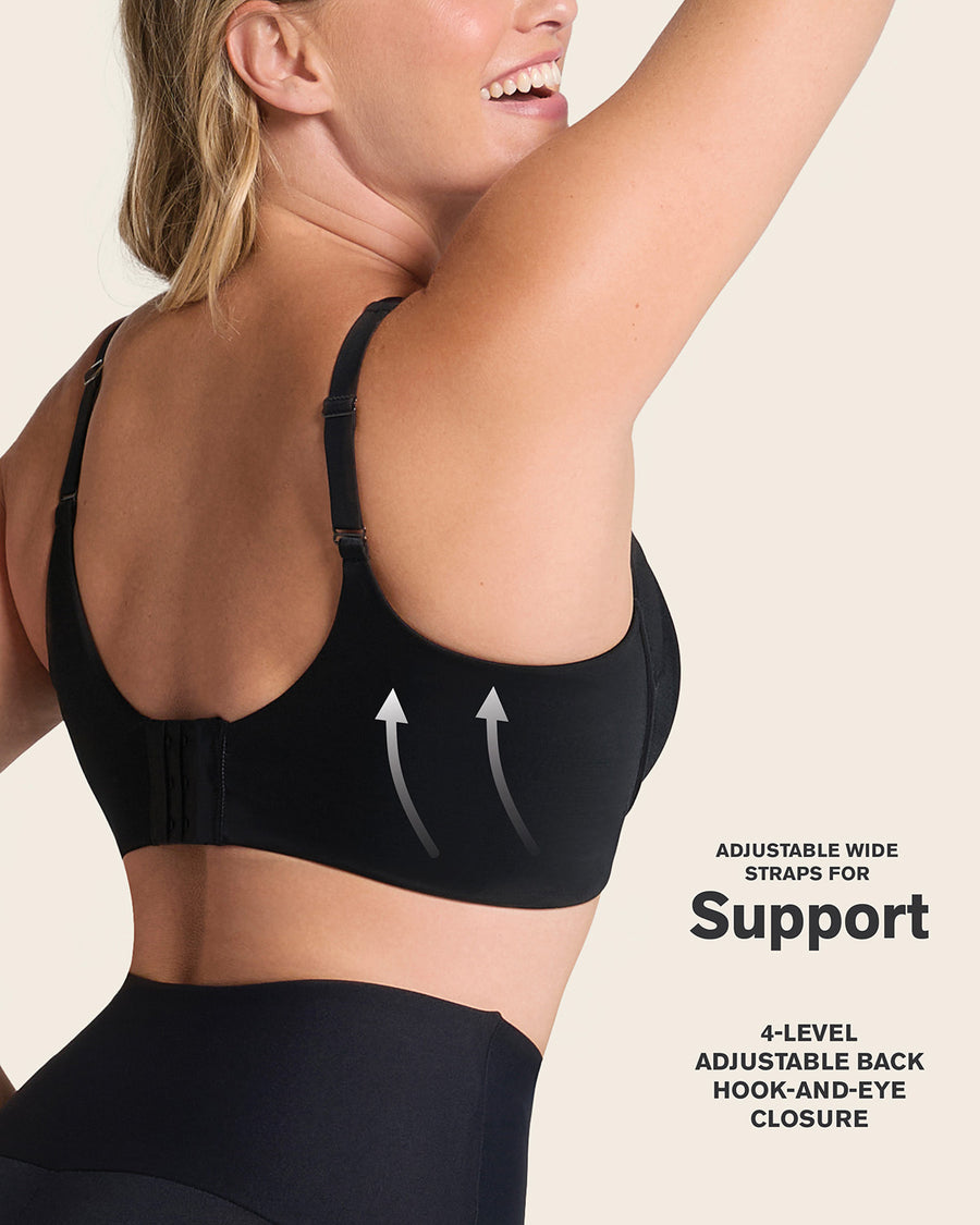 Everyday Bra + Stripe Undetectable Shaper Panty in Black  |Leonisa
