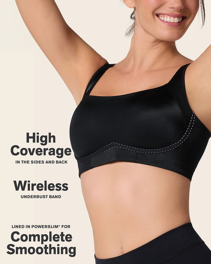 Everyday Bra + Stripe Undetectable Shaper Panty in Black  |Leonisa