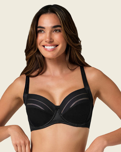 ContourFit Bra & Stripe Undetectable Panty in Black  |Leonisa
