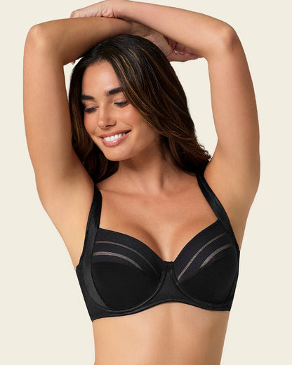 ContourFit Bra & Stripe Undetectable Panty in Black  |Leonisa
